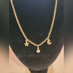 Christian Dior Gold Chain Necklace (Moon, Heart& Star Pendants)